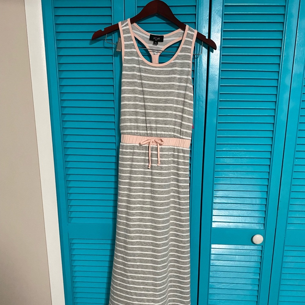 i.n. girl gray and white striped girls dress
